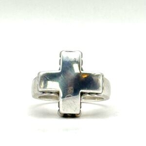 Lagos Vintage Caviar Sterling Silver Cross Ring Size 7